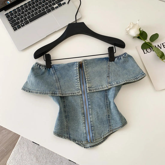 Women Denim Tanks Short Sleeves