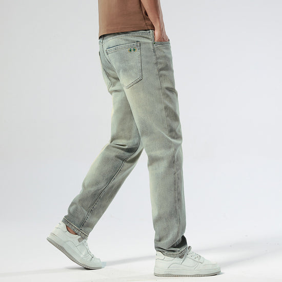 Casual Stretch Sea Blue Denim Jeans Men