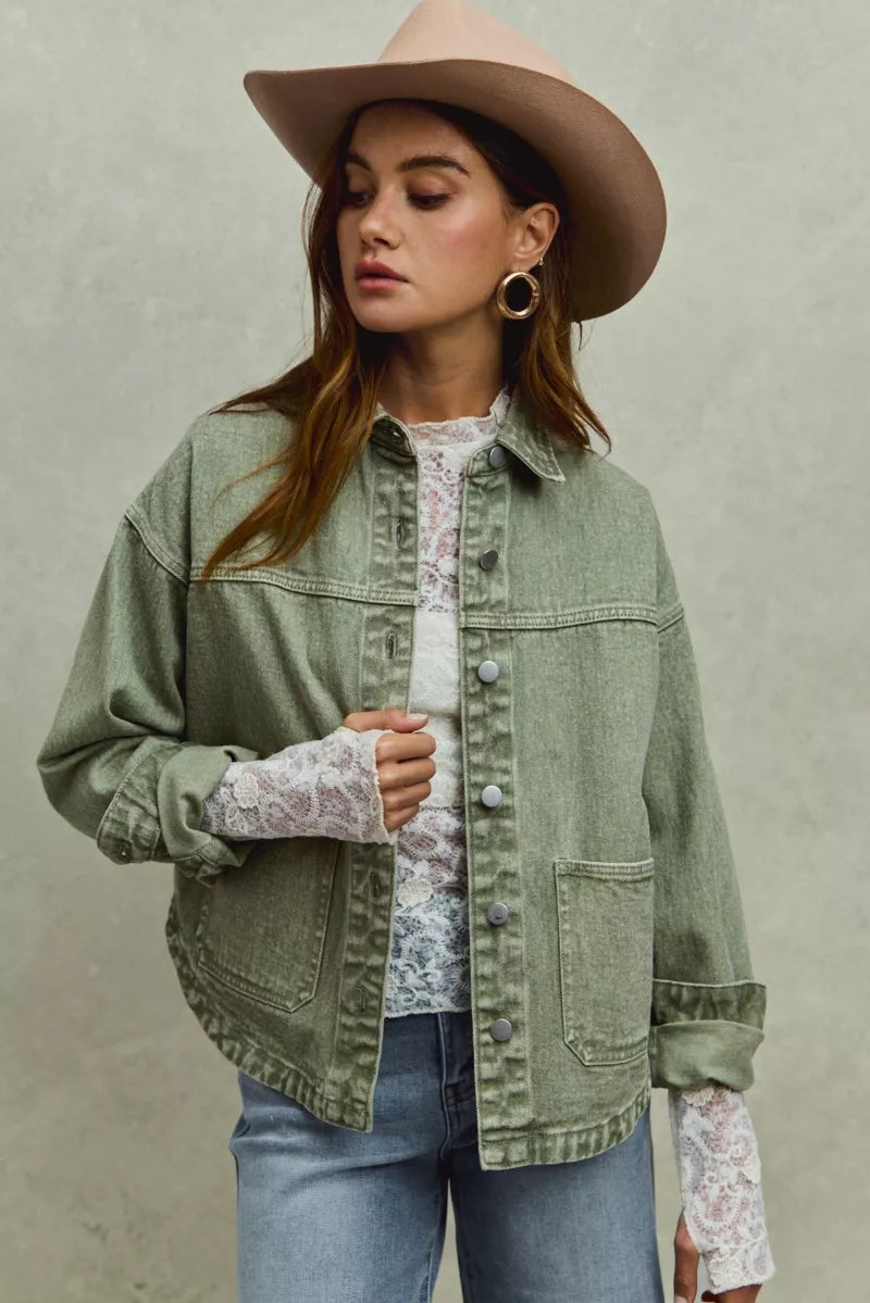 SO ME Vintage Washed Button Twill Jacket