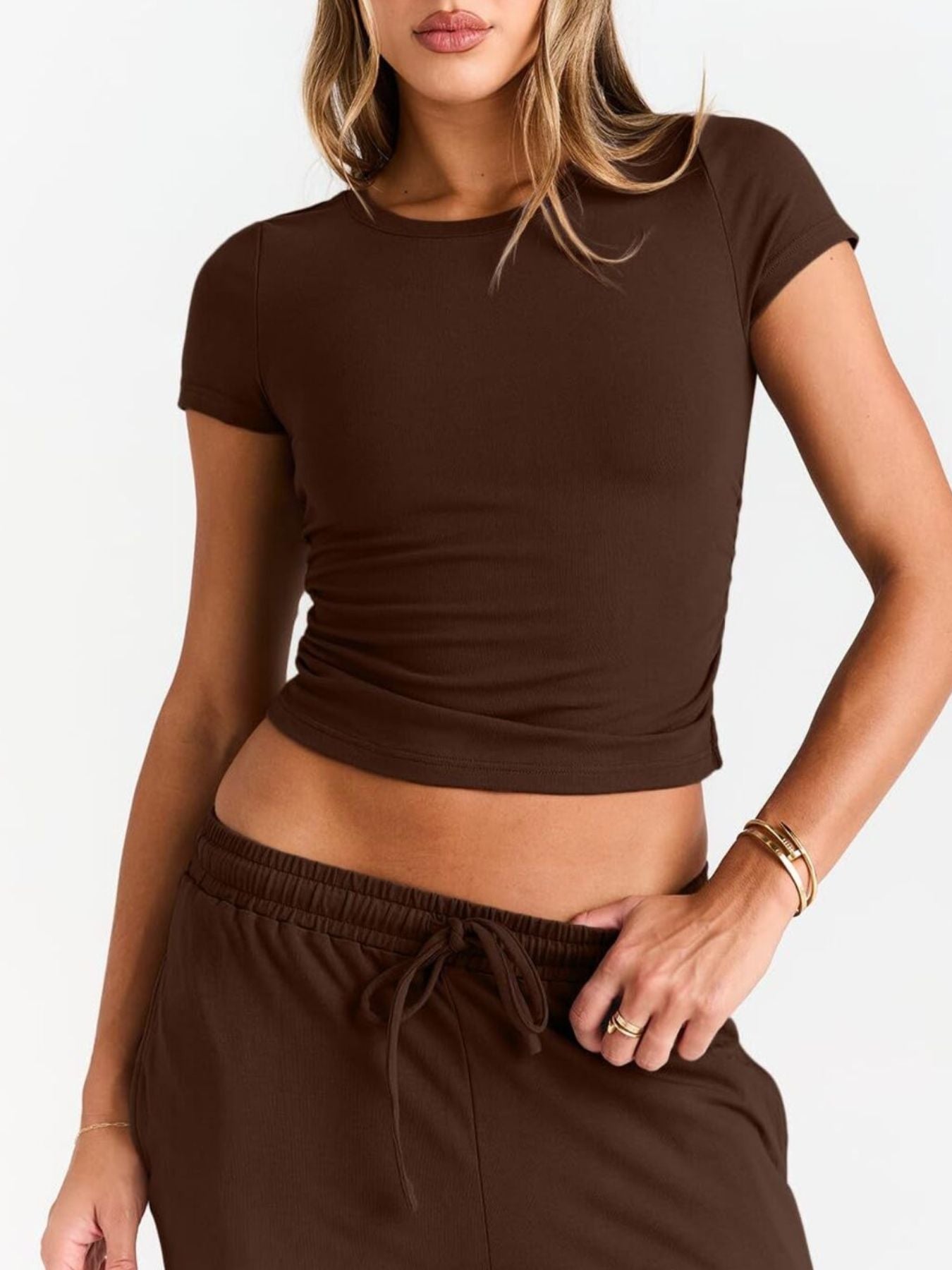 Round Neck Tee and Pants Set