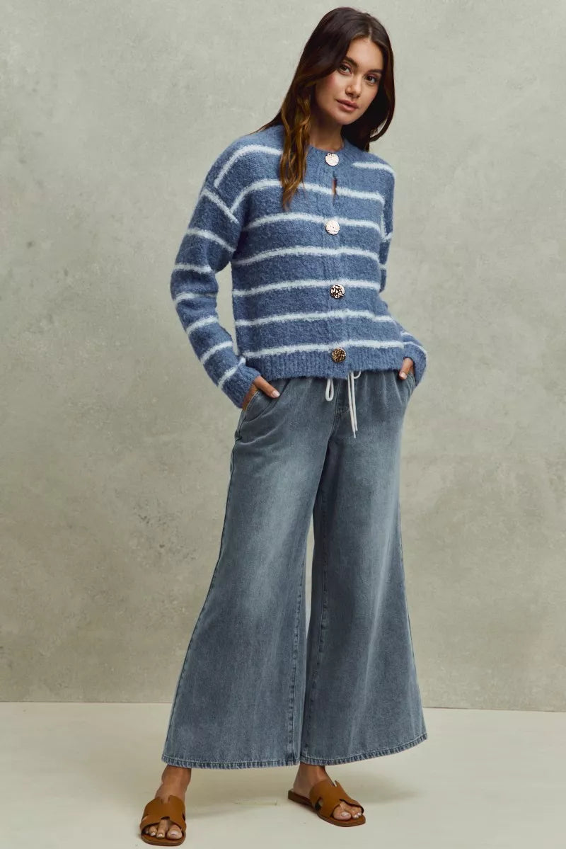 Mid Rise Elastic Waist Flare Denim Jeans SO ME