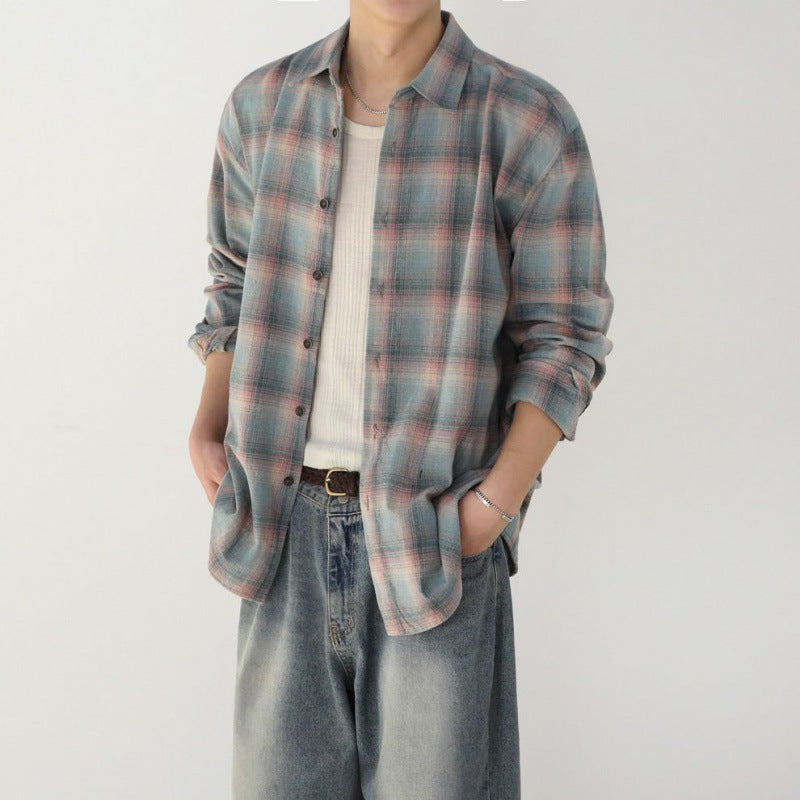 Check Pattern Long Sleeve Shirt For Men