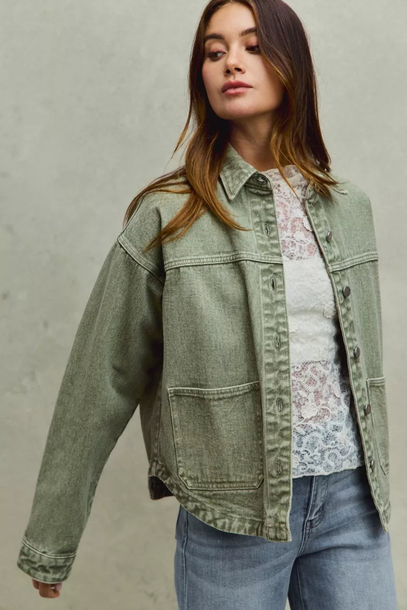 SO ME Vintage Washed Button Twill Jacket