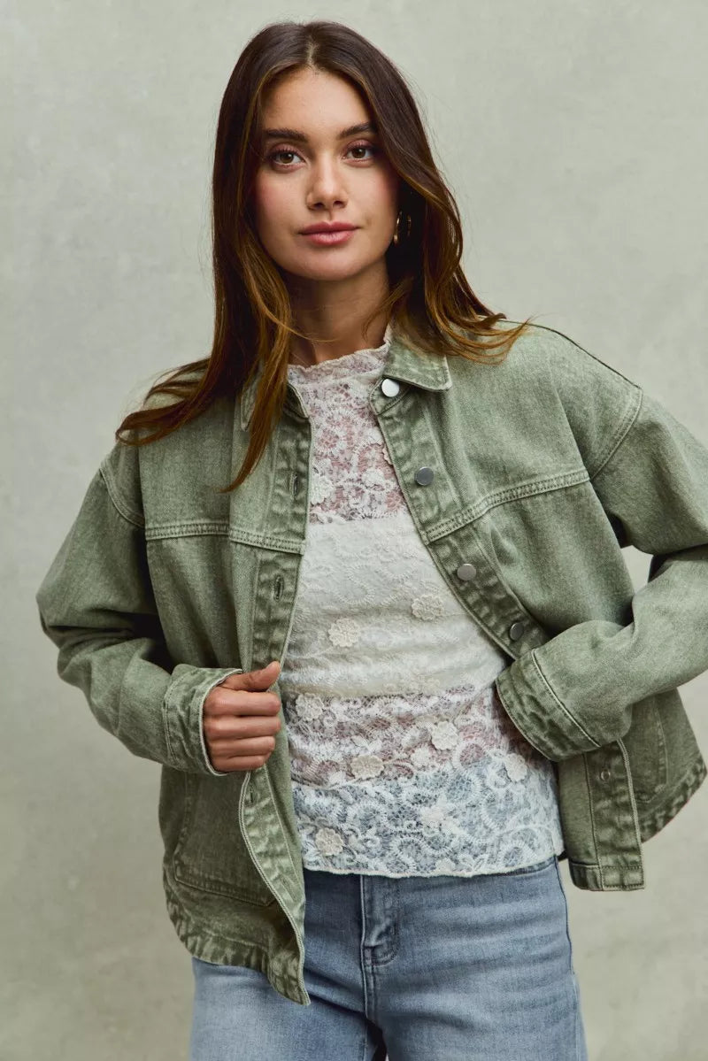 SO ME Vintage Washed Button Twill Jacket