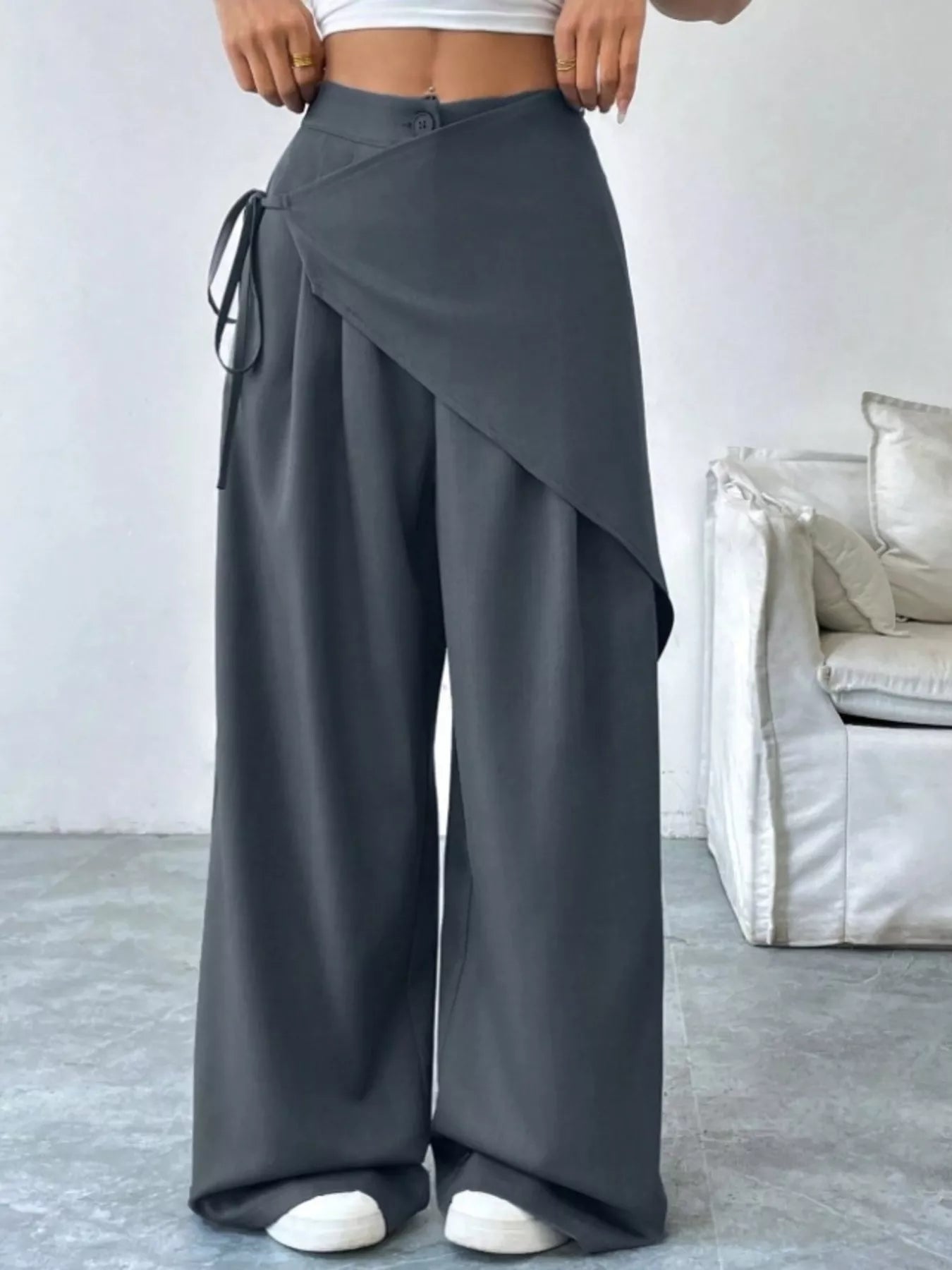 Wrap-Front Wide-Leg Pants Women