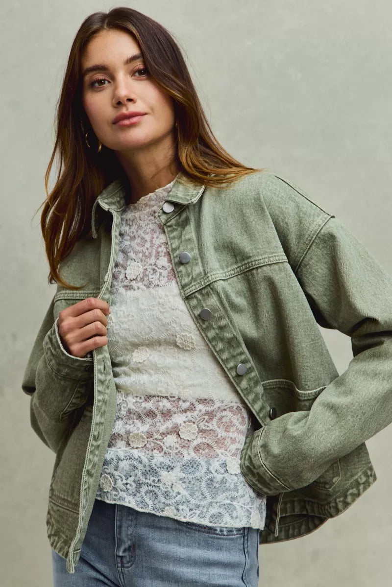 SO ME Vintage Washed Button Twill Jacket