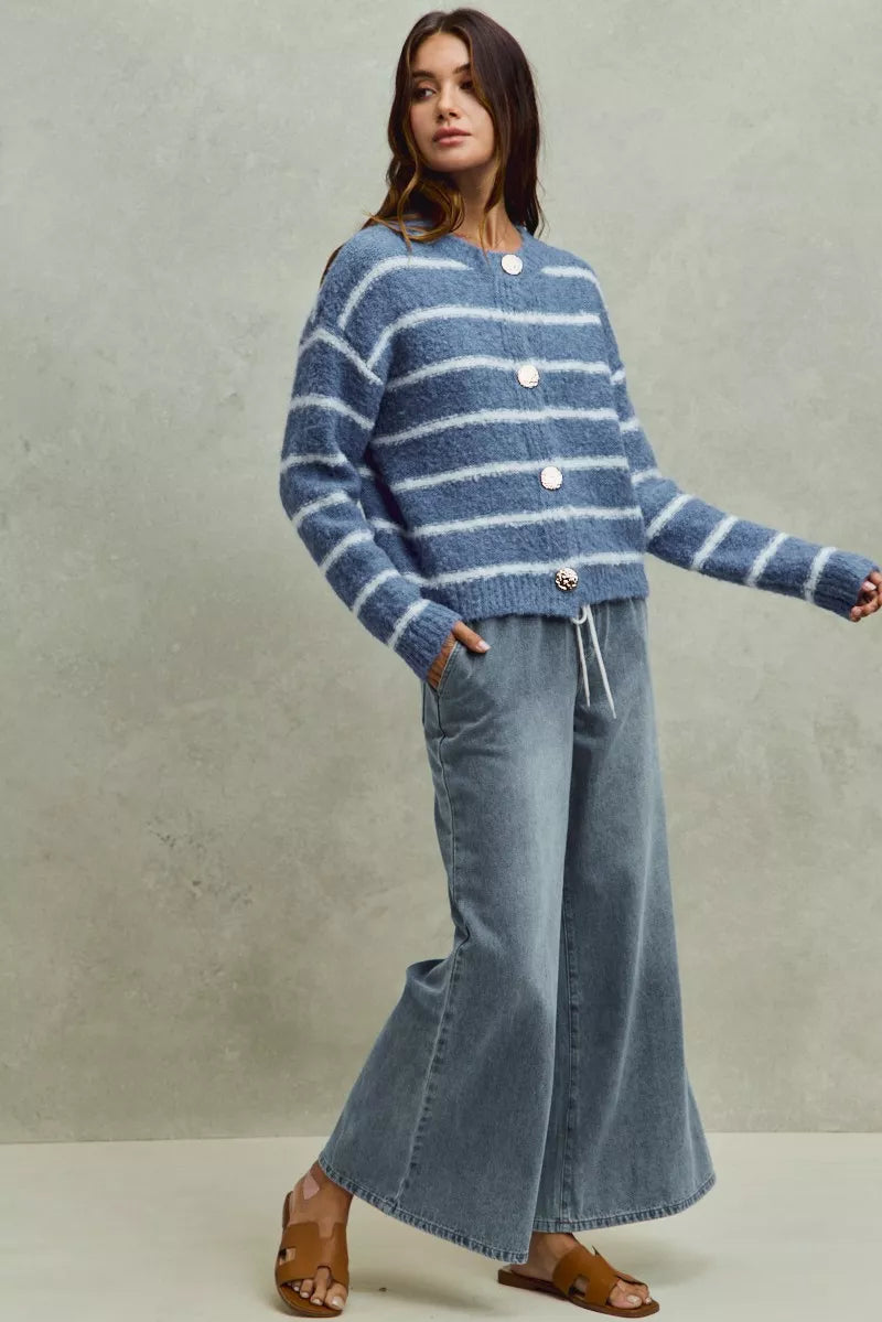Mid Rise Elastic Waist Flare Denim Jeans SO ME