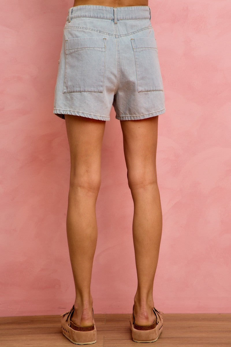Mid Rise Denim Shorts With Cotton Tape Drawstring SO ME