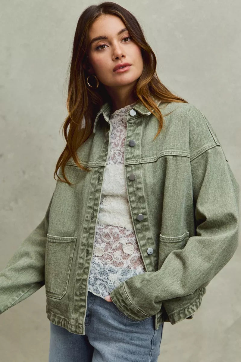 SO ME Vintage Washed Button Twill Jacket