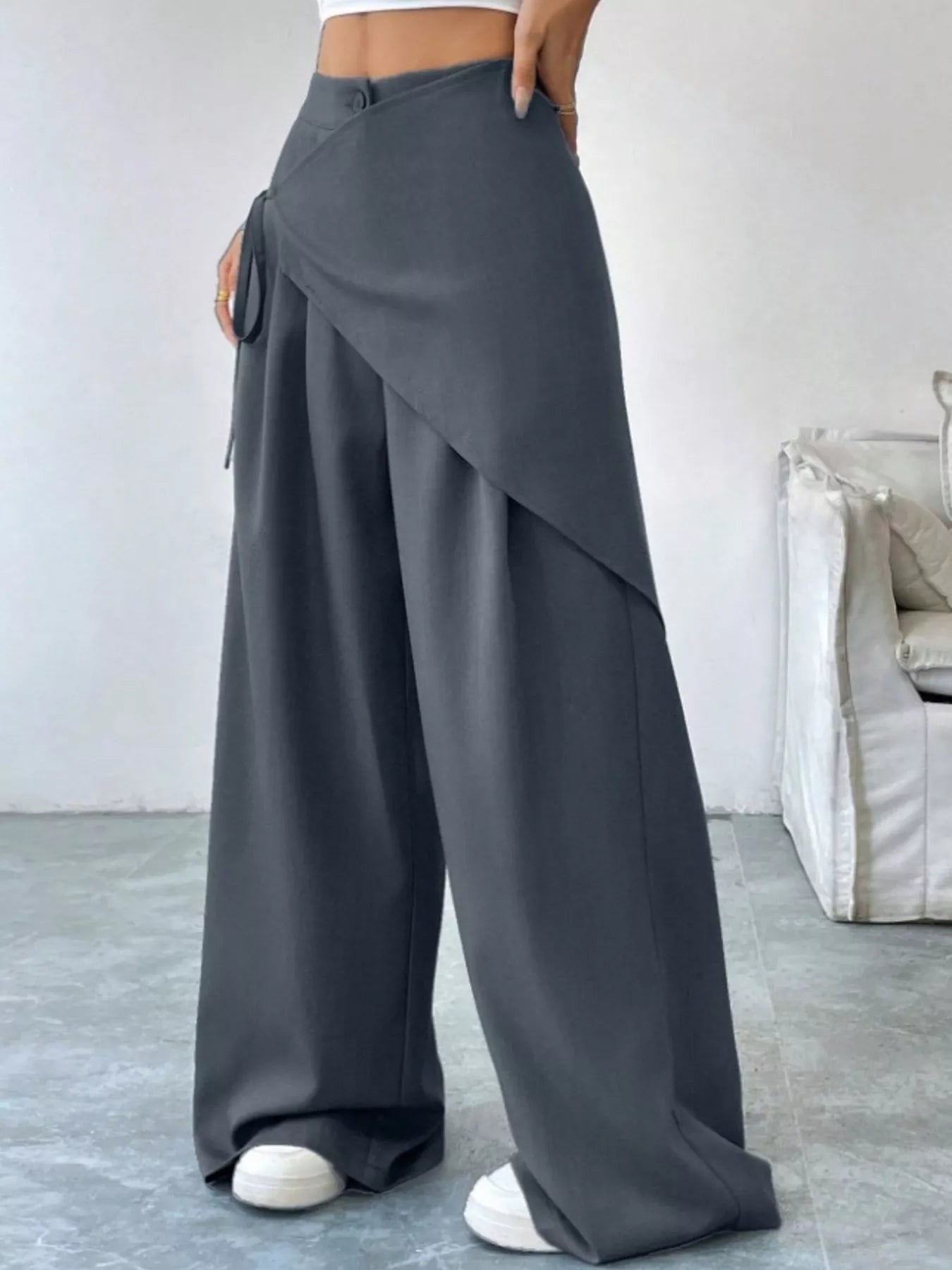 Wrap-Front Wide-Leg Pants Women
