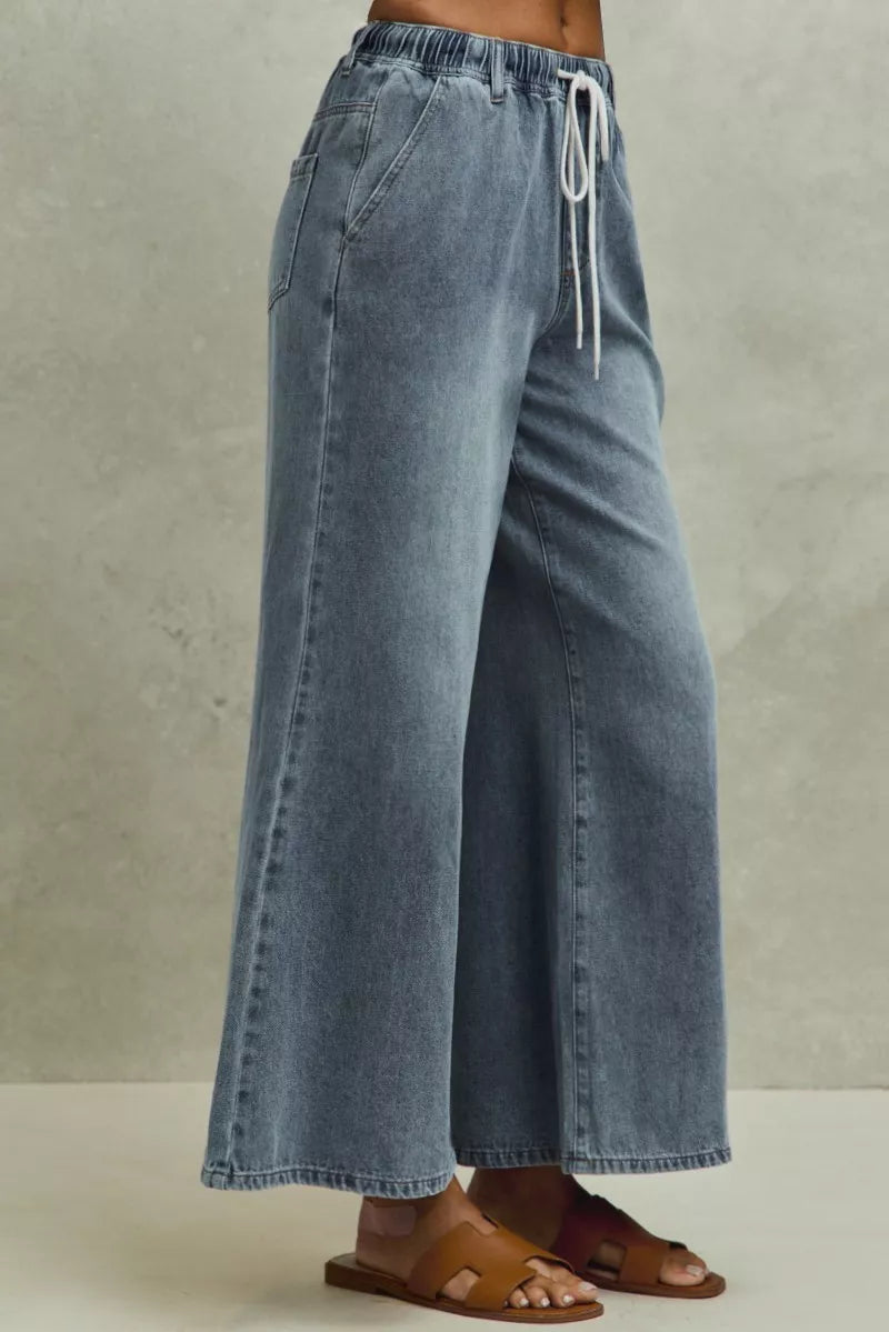 Mid Rise Elastic Waist Flare Denim Jeans SO ME