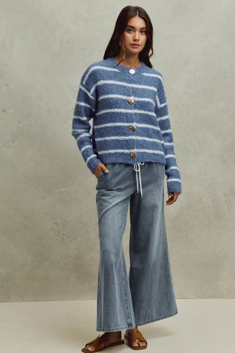 Mid Rise Elastic Waist Flare Denim Jeans SO ME
