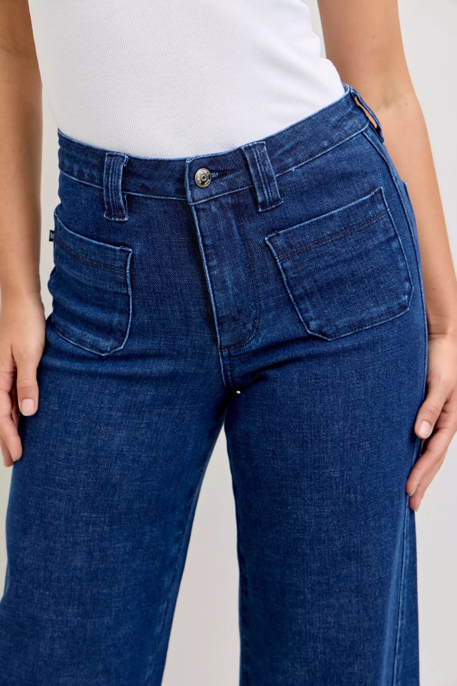 Judy Blue Wide Jeans with Patch Pockets