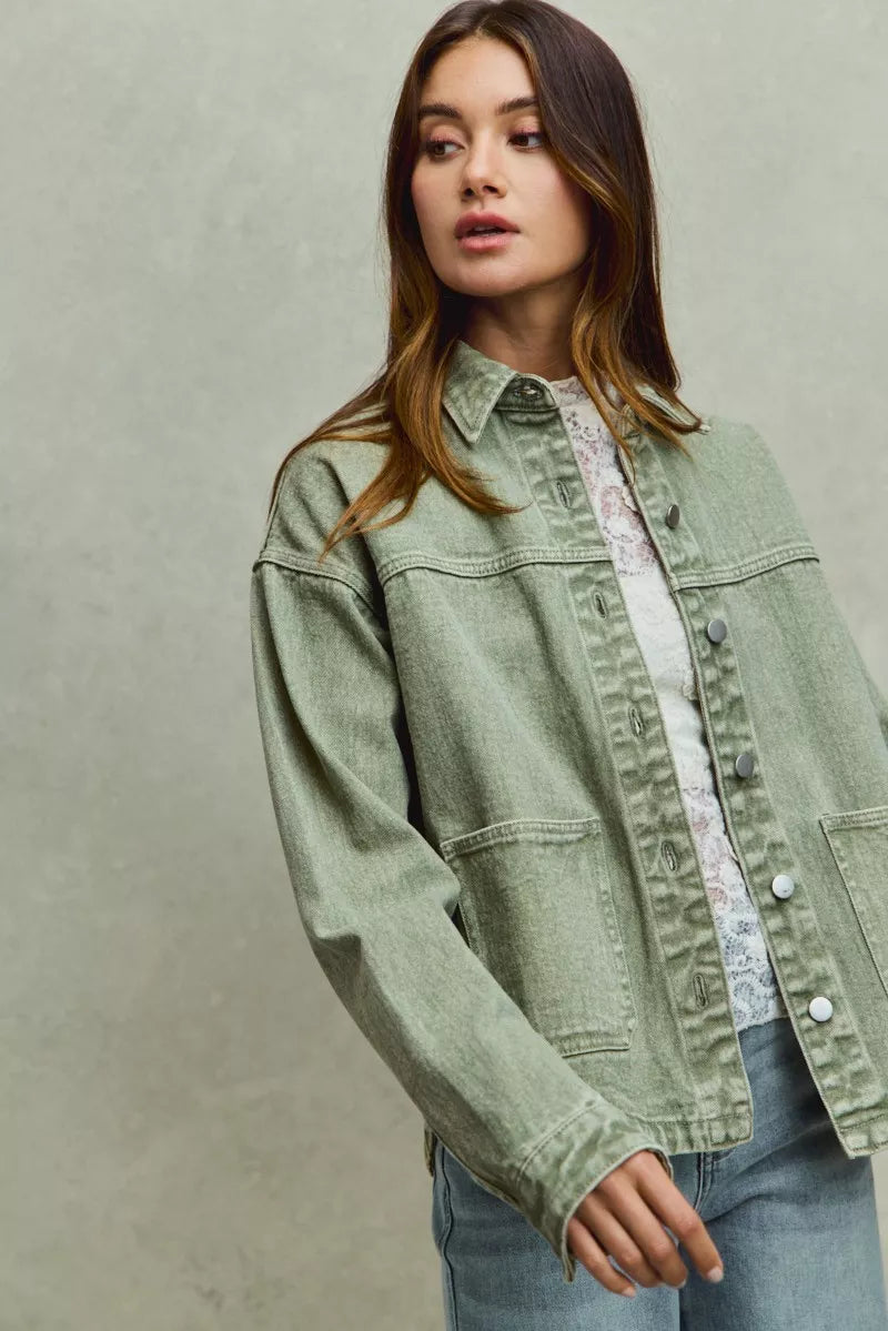 SO ME Vintage Washed Button Twill Jacket