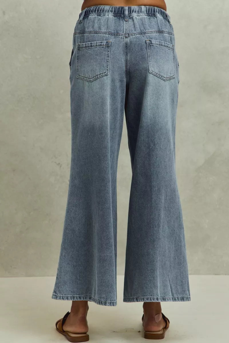 Mid Rise Elastic Waist Flare Denim Jeans SO ME