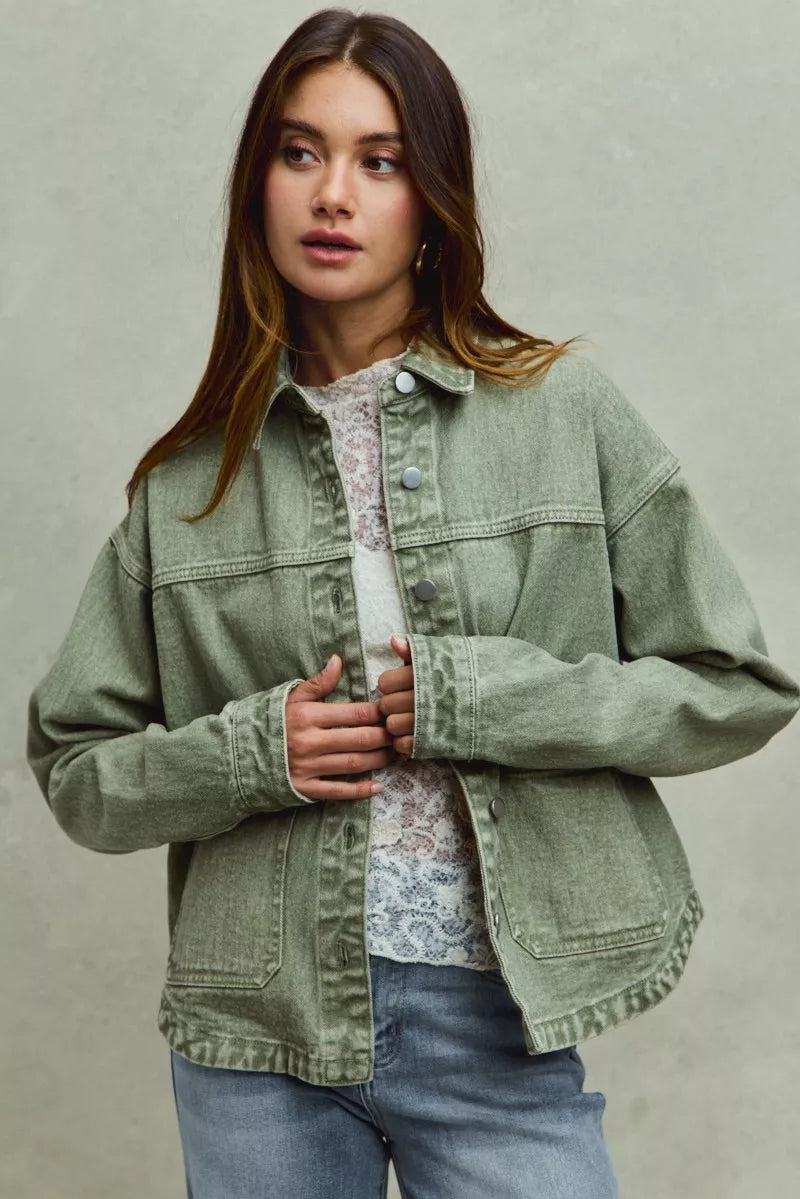 SO ME Vintage Washed Button Twill Jacket