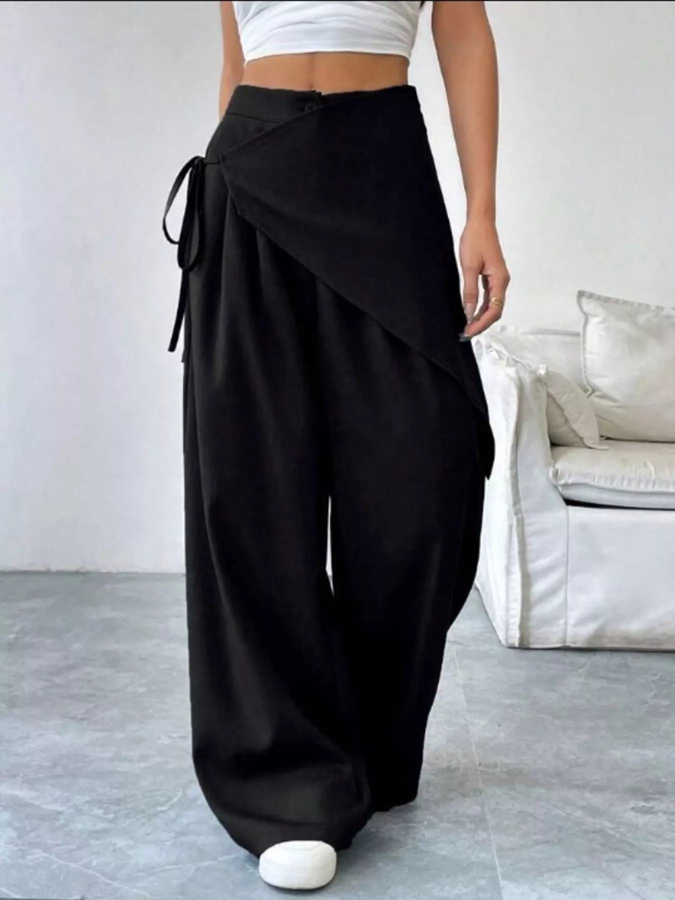 Wrap-Front Wide-Leg Pants Women
