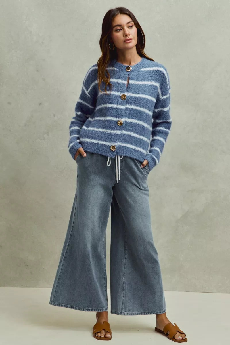 Mid Rise Elastic Waist Flare Denim Jeans SO ME