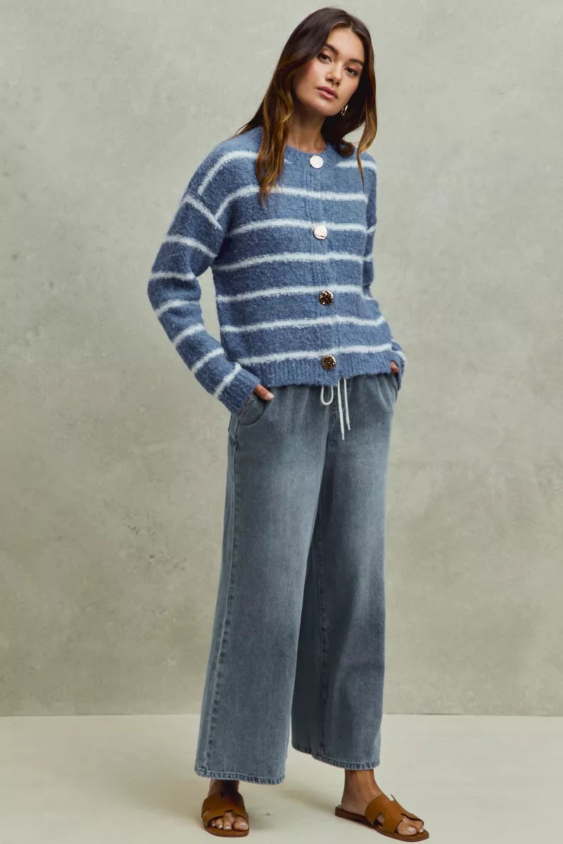 Mid Rise Elastic Waist Flare Denim Jeans SO ME