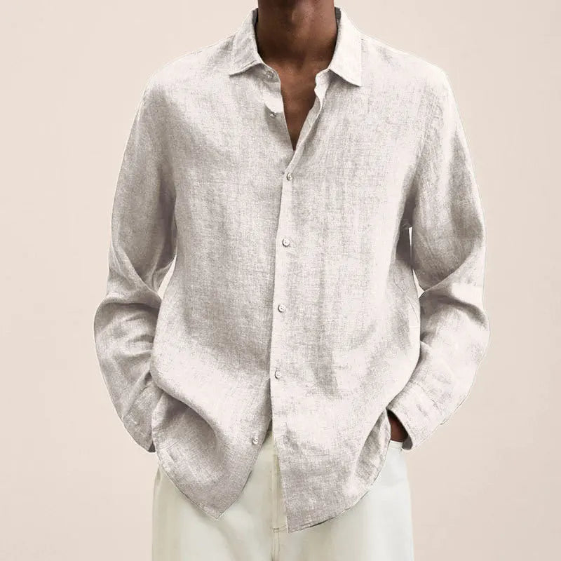 Men's Simple Buttons Loose Fit Long Sleeve Shirt