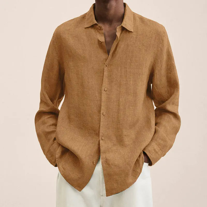 Men's Simple Buttons Loose Fit Long Sleeve Shirt