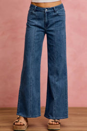 Seam Detail Mid Rise Denim Jeans Stretch SO ME