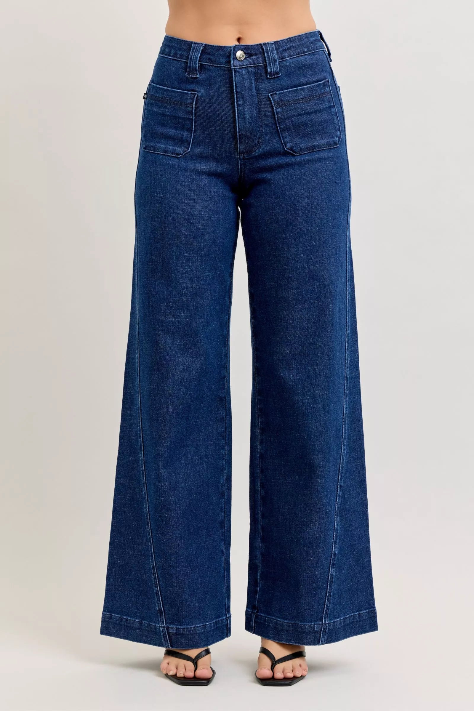 Judy Blue Wide Jeans with Patch Pockets