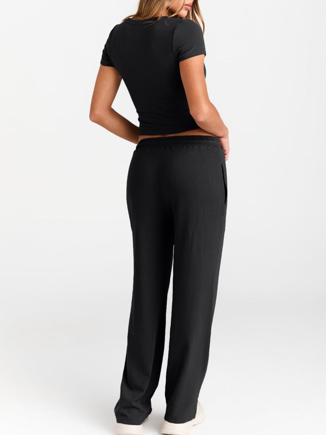 Round Neck Tee and Pants Set