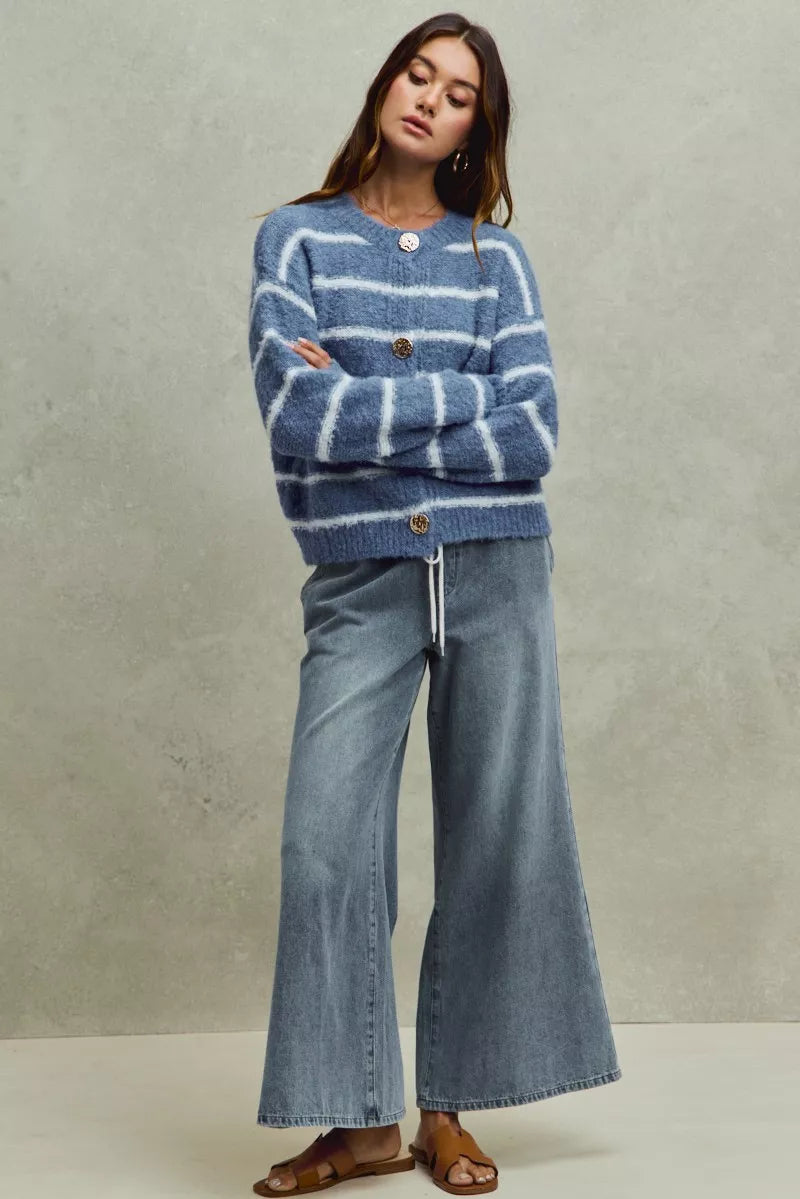 Mid Rise Elastic Waist Flare Denim Jeans SO ME