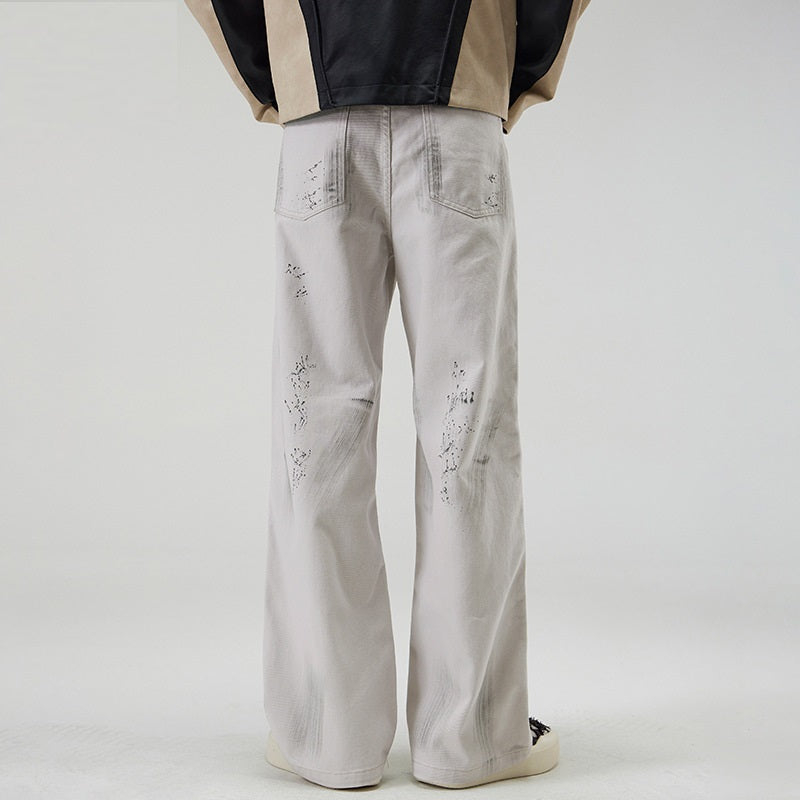 Loose Straight Fit Tie-dyed Jeans Men