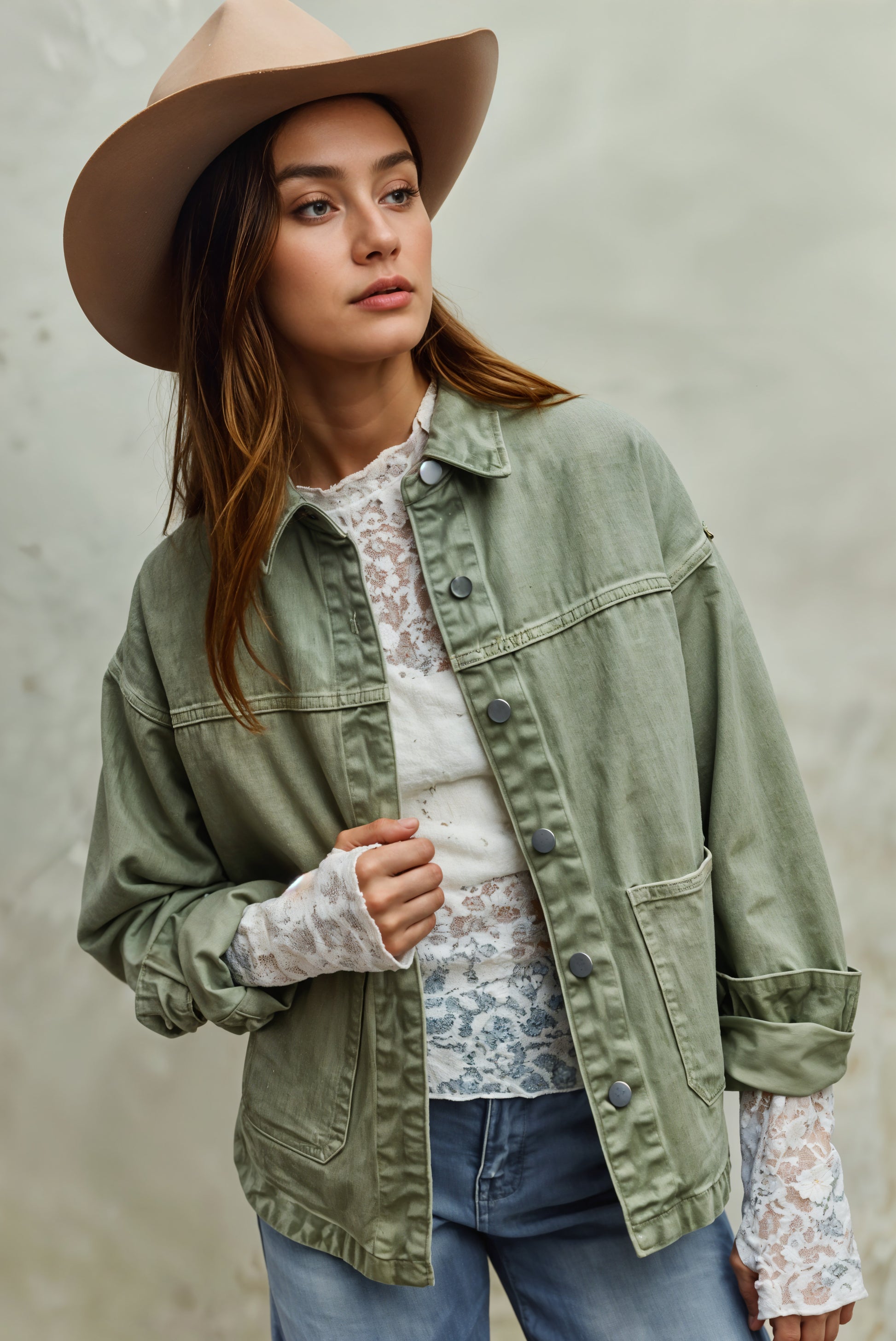 SO ME Vintage Washed Button Twill Jacket