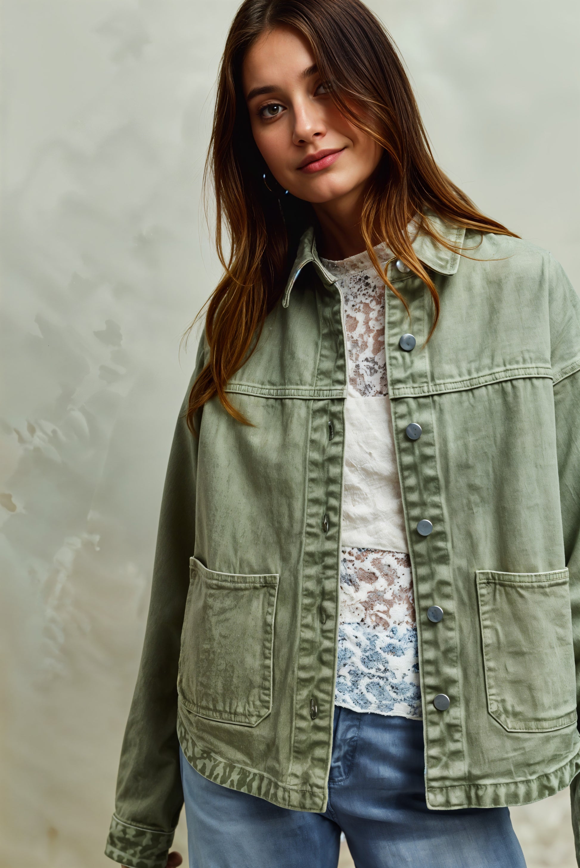 SO ME Vintage Washed Button Twill Jacket