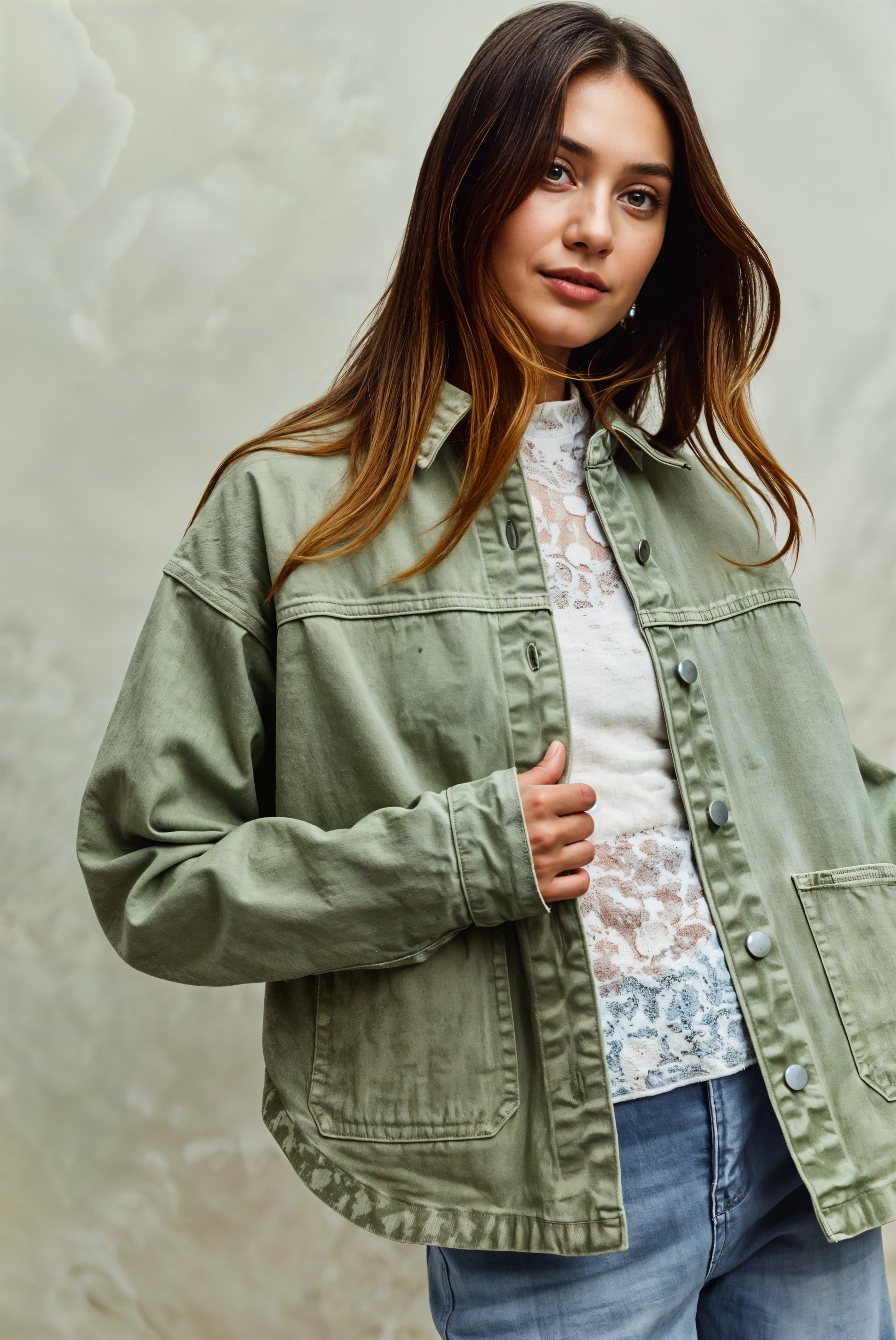 SO ME Vintage Washed Button Twill Jacket