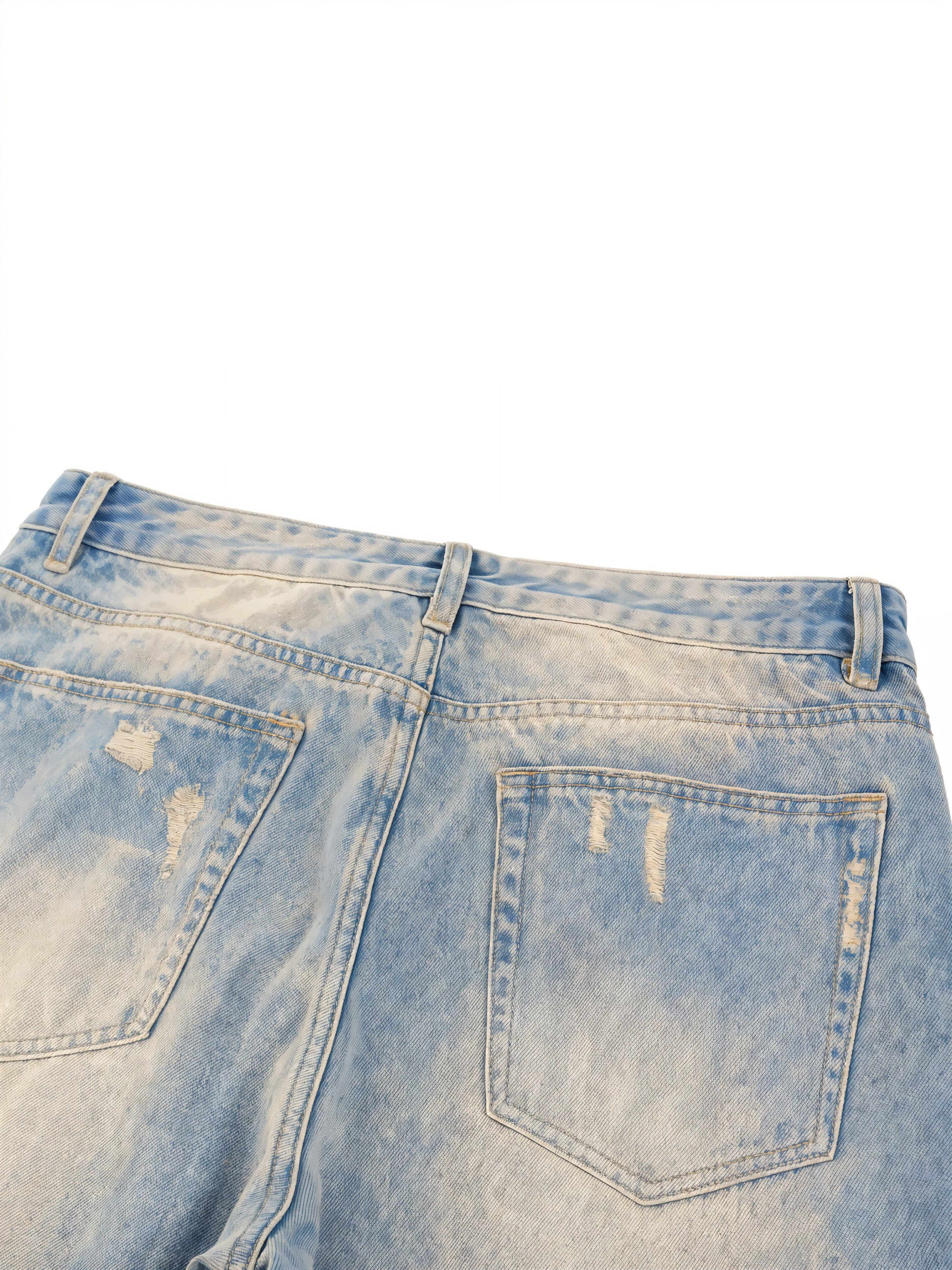 Sun Fade Raw Hem Denim Jeans