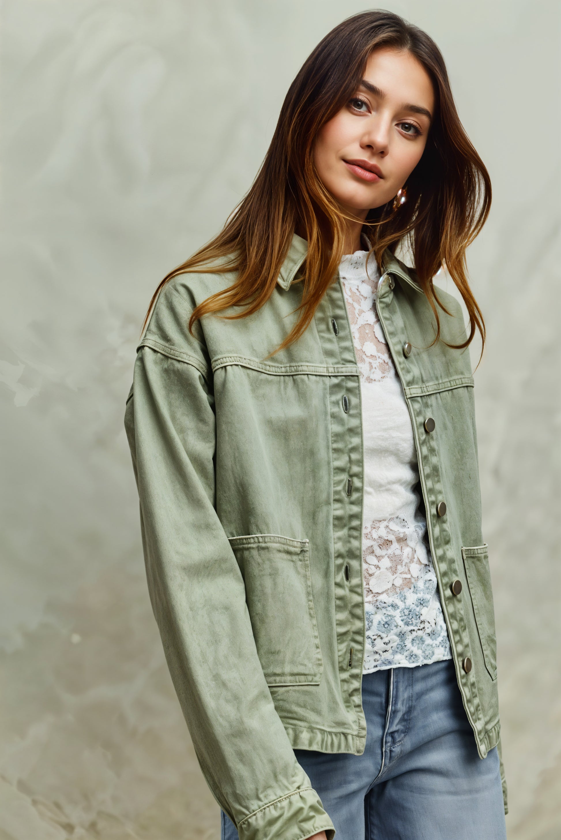 SO ME Vintage Washed Button Twill Jacket