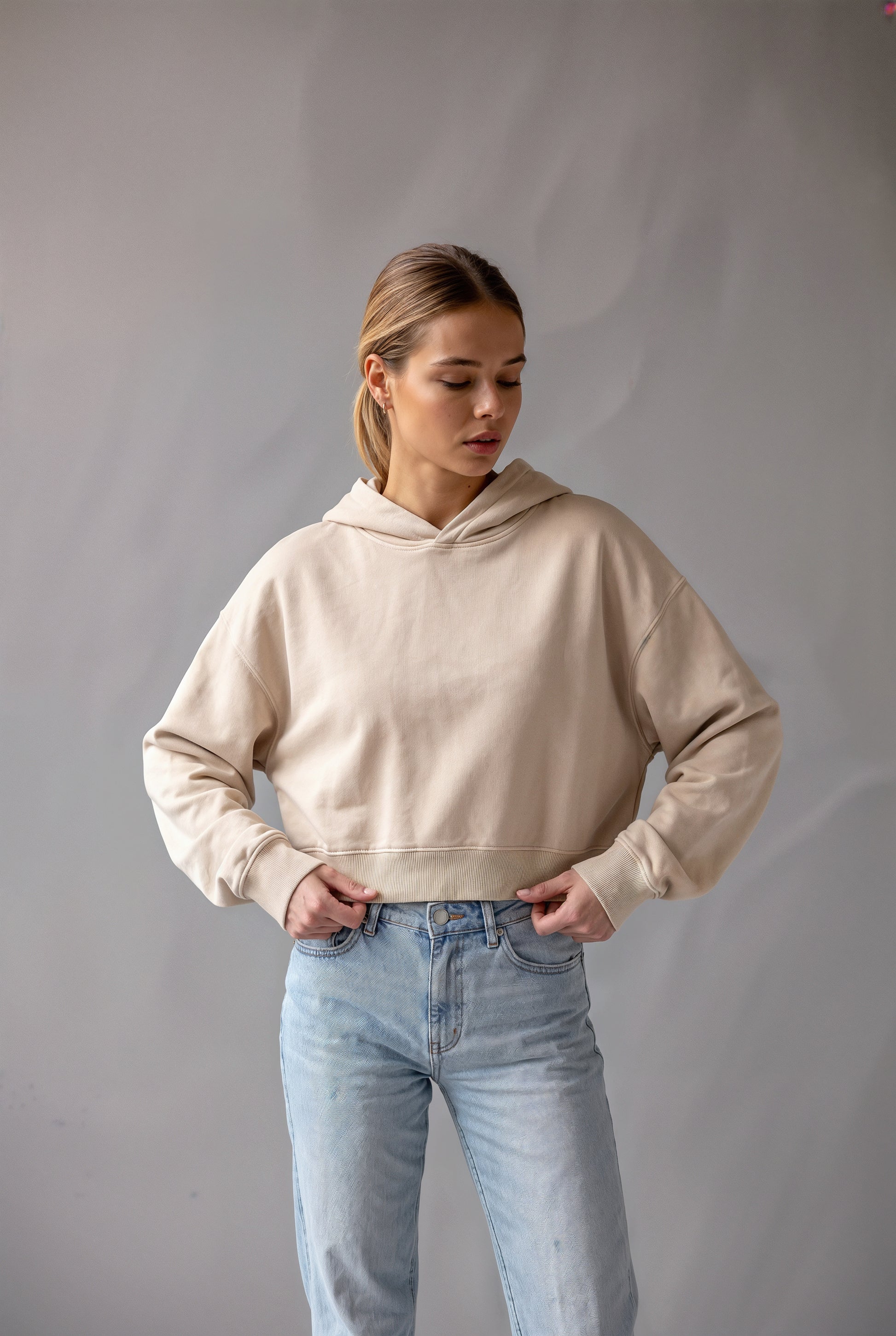 Women’s Mineral Washed Crop Hoodie