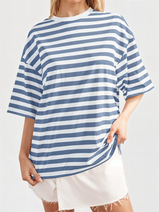 Striped Round Neck Half Sleeve T-Shirt