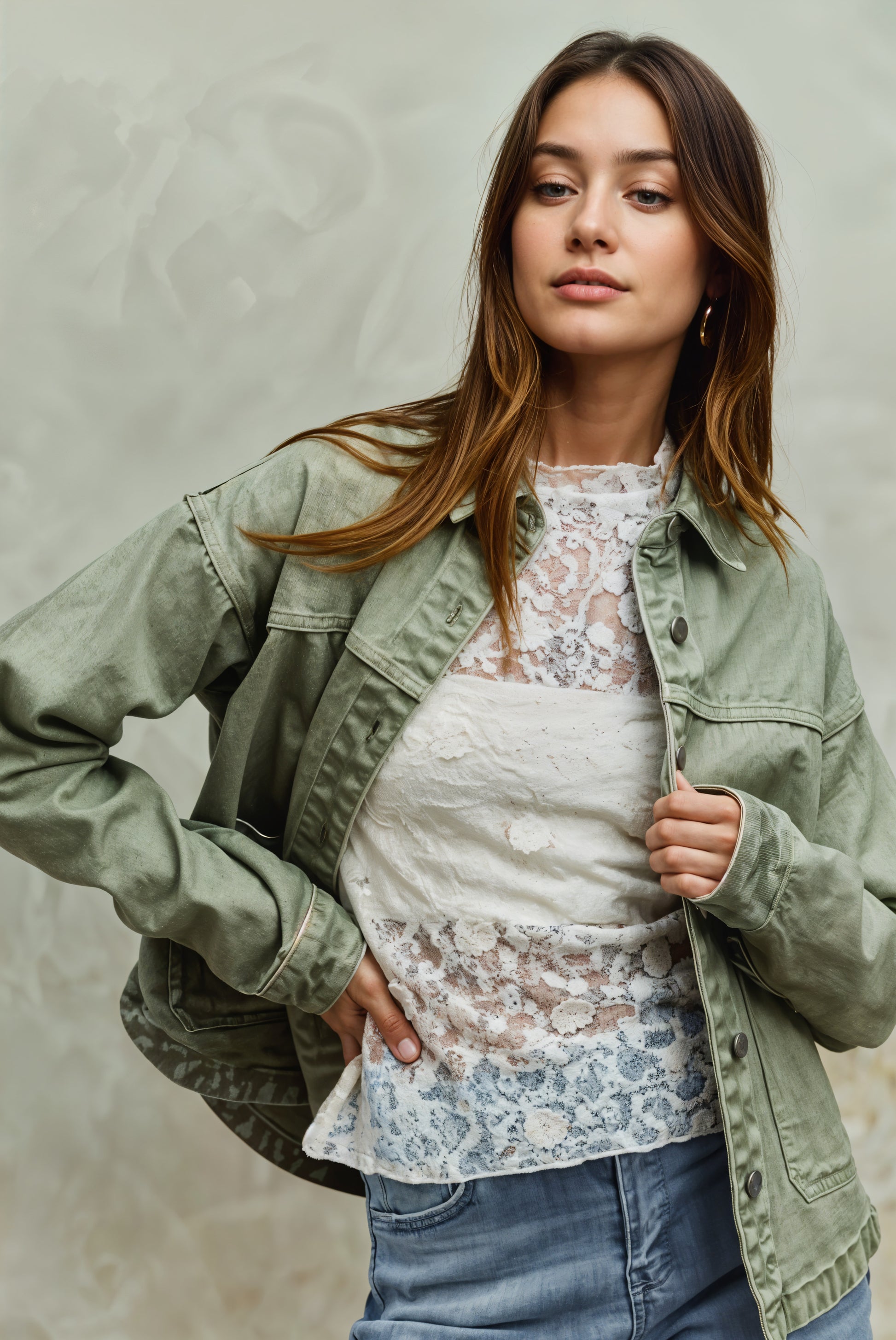 SO ME Vintage Washed Button Twill Jacket