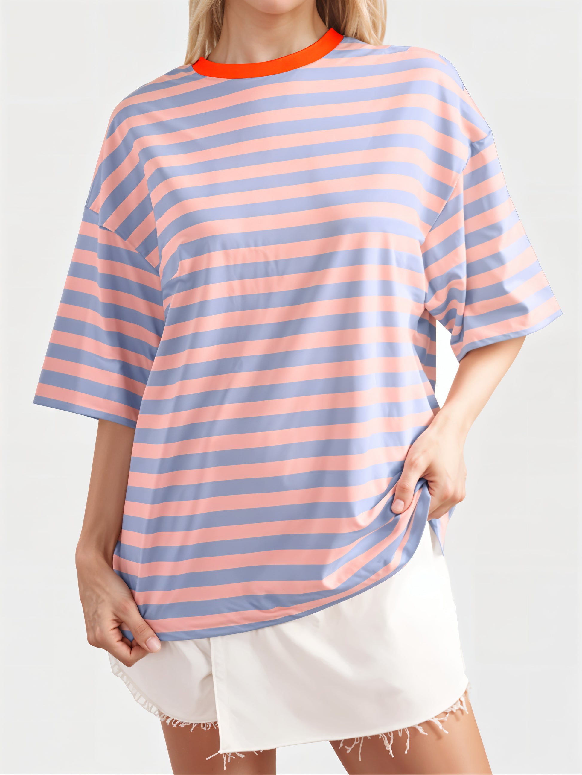 Striped Round Neck Half Sleeve T-Shirt